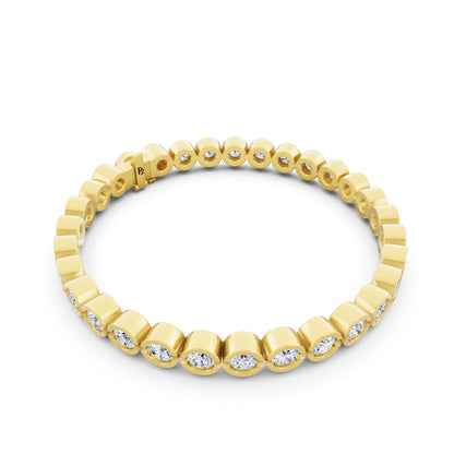 10K Yellow Gold Round Cut Bezel Set Diamond Tennis Bracelet - Left