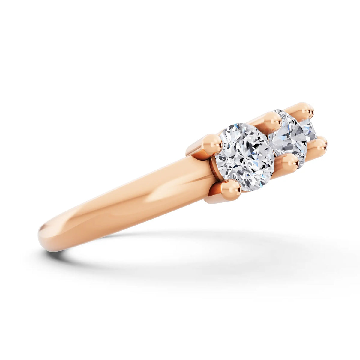 14K Rose Gold Seven Stone Round Cut Diamond Half Eternity Wedding Band - 2mm - Side