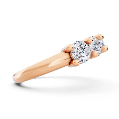 14K Rose Gold Seven Stone Round Cut Diamond Half Eternity Wedding Band - 2mm - Side