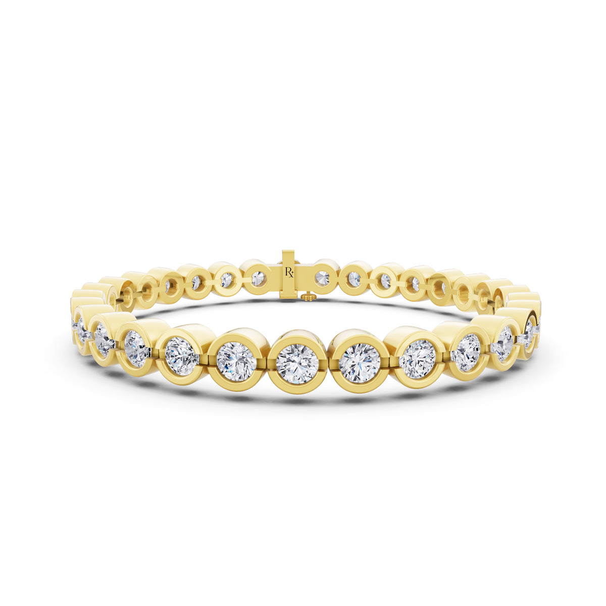 10K Yellow Gold Round Cut Bezel Set Diamond Tennis Bracelet - Main