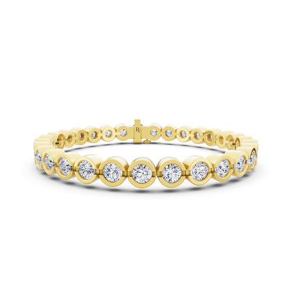 10K Yellow Gold Round Cut Bezel Set Diamond Tennis Bracelet - Main