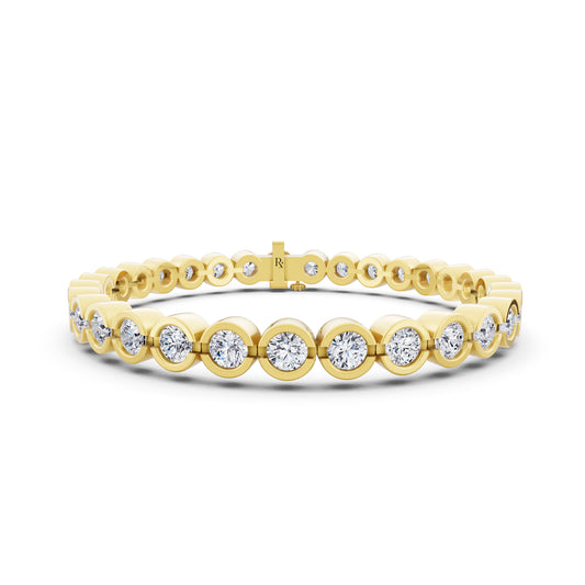 10K Yellow Gold Round Cut Bezel Set Diamond Tennis Bracelet - Main