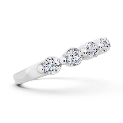 Platinum Round Cut Diamond Half Sculpted Prong Eternity Band - 2mm - Side