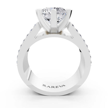 14 KT White Gold Round Cut Diamond Solitaire Ring with Celtic Knot Band - Through