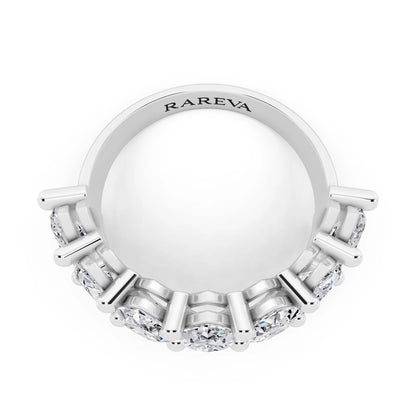Platinum Seven Stone Marquise Cut Diamond Half Eternity Wedding Band - 3mm - Top