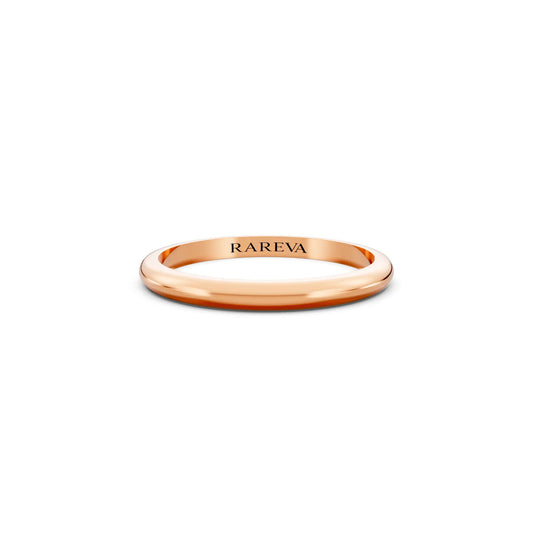 14K Rose Gold Men's Classic Dome Wedding Band - 2mm - Front