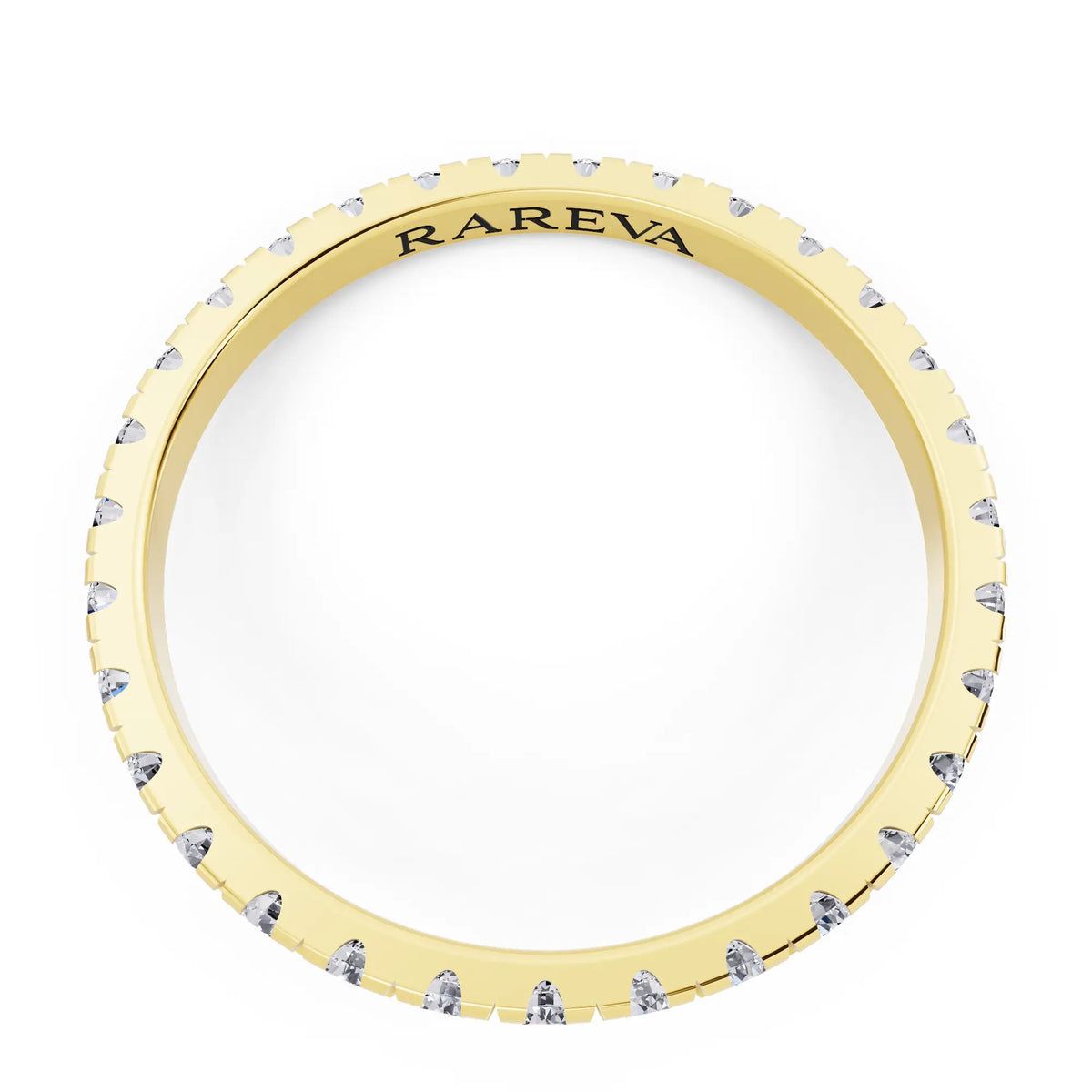 14K Yellow Gold Round Cut Diamond Classic Eternity Band - 1.8mm - Top