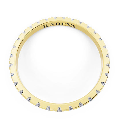 14K Yellow Gold Round Cut Diamond Classic Eternity Band - 1.8mm - Top