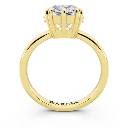 18 KT Yellow Gold Asscher Cut Diamond Solitaire Ring with Hidden Accent Basket - through finger