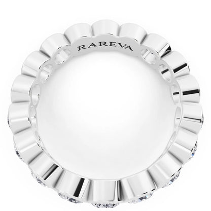 Silver Round Cut Bezel Set Diamond Full Eternity Wedding Band - 4.1mm - Top