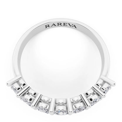 Platinum Seven Stone Oval Cut Diamond Half Eternity Wedding Band - 1.8mm - Top