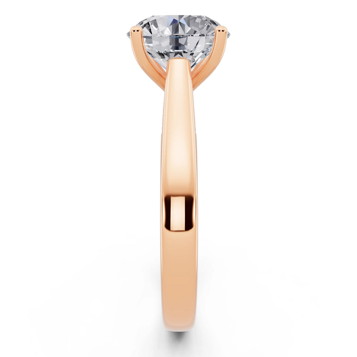 14 KT Rose Gold Round Cut Diamond Solitaire Ring with Hidden Accent - side view