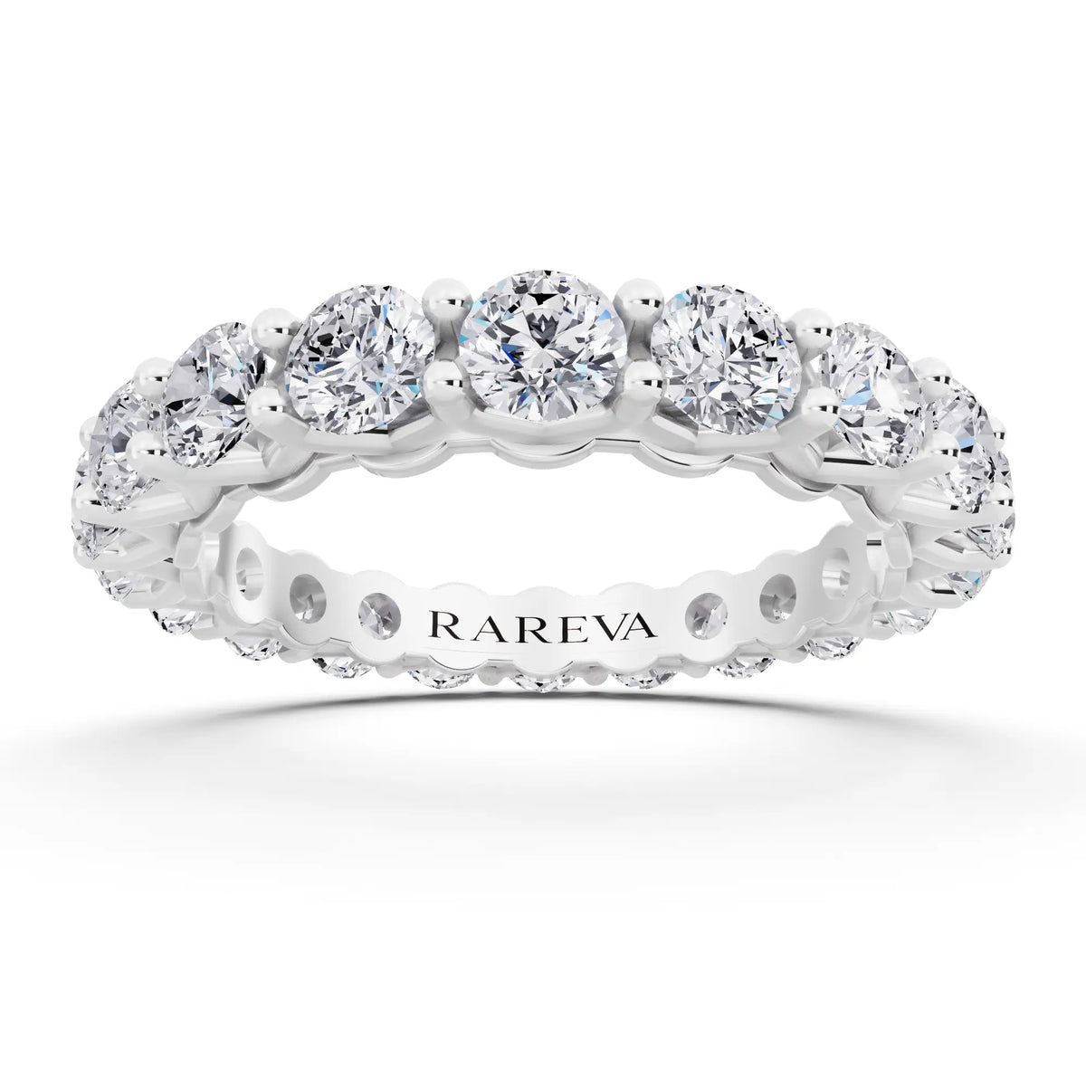 Platinum Round Cut Diamond Unity Prong Eternity Band - 3mm - Front