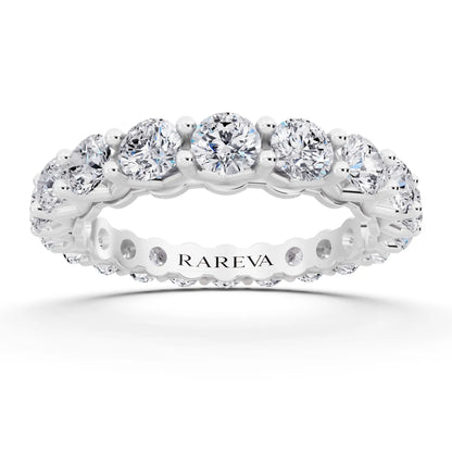 Platinum Round Cut Diamond Unity Prong Eternity Band - 3mm - Front