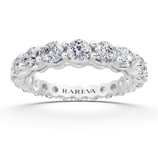 Platinum Round Cut Diamond Unity Prong Eternity Band - 3mm - Front