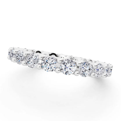 Silver Round Cut Diamond Unity Prong Eternity Band - 2.5mm - Close up