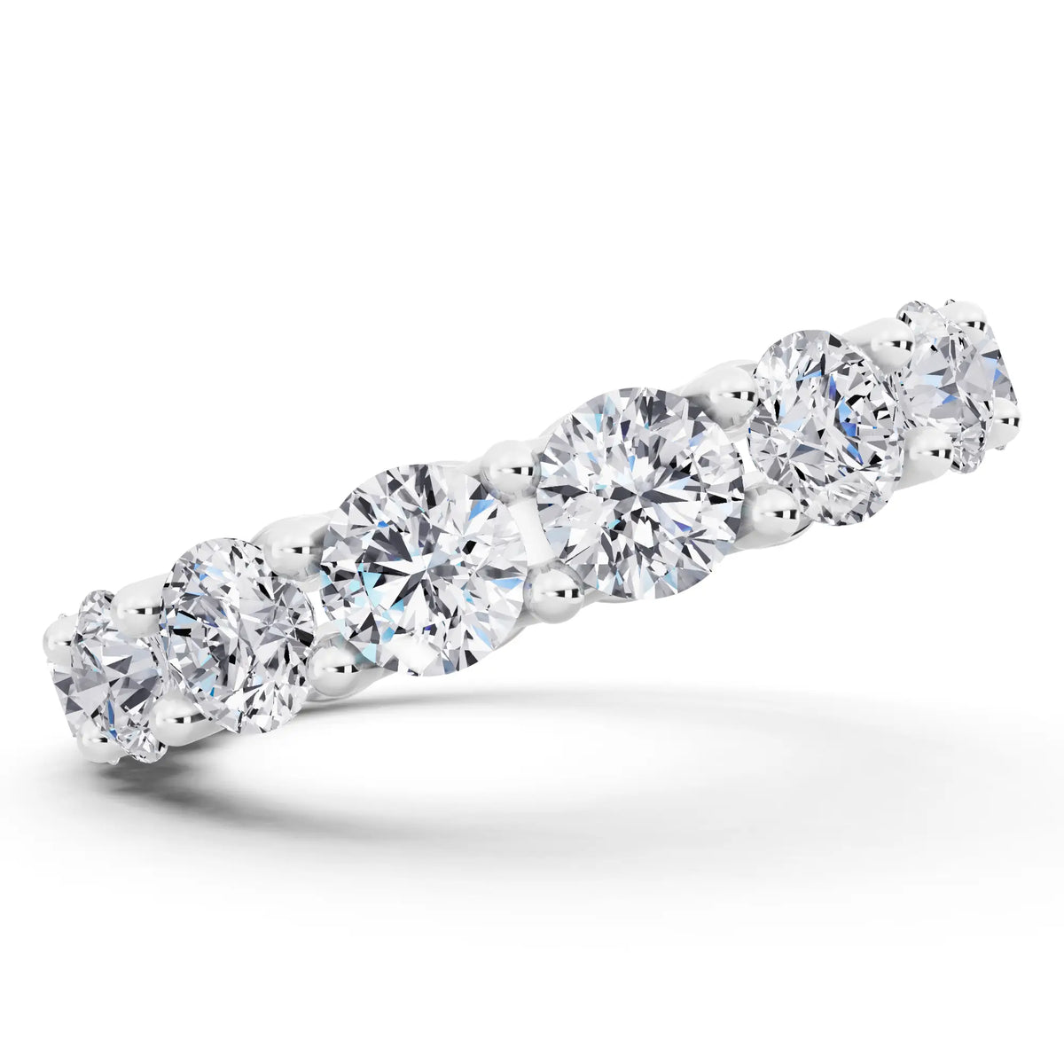 Silver Round Cut Diamond Unity Prong Eternity Band - 3.6mm - Side