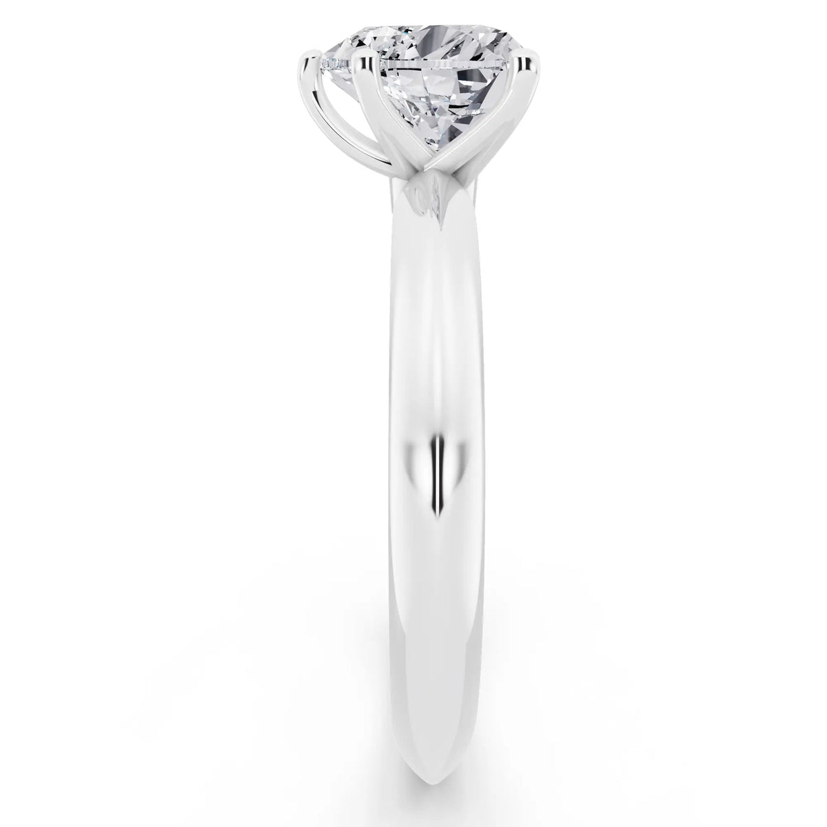Platinum Heart Cut Diamond Classic Solitaire Ring - side view
