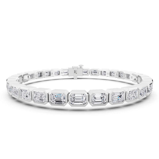 Platinum Emerald Cut Bezel Set Diamond Tennis Bracelet - Main