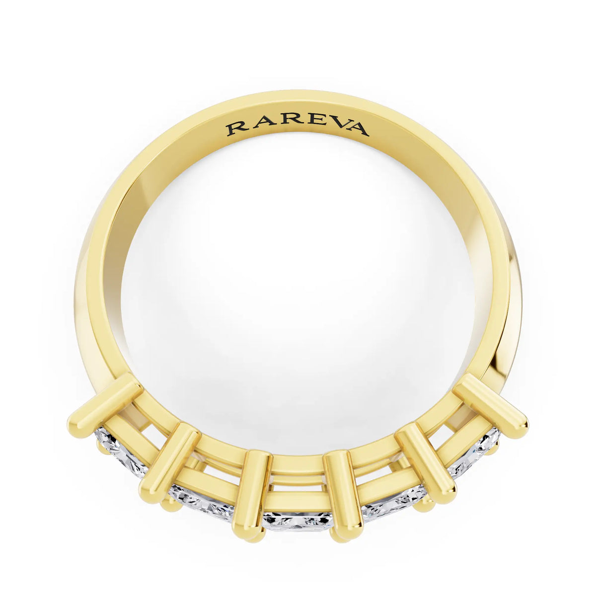 10K Yellow Gold Five Stone Radiant Cut Diamond Half Eternity Wedding Band - 2.7mm - Top