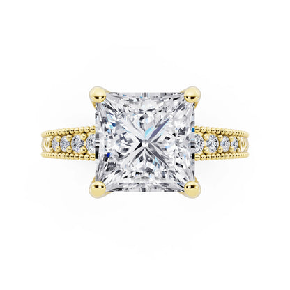 14 KT Yellow Gold Princess Cut Diamond Vintage - top angle