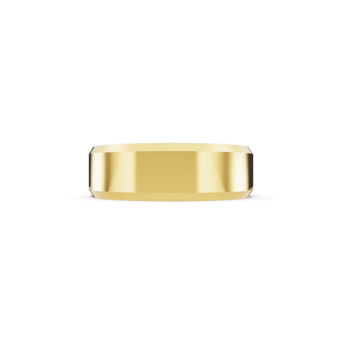 14K Yellow Gold Men's Princess Cut Diamond Star Set Bevel Band - 6mm - Side