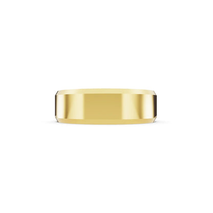 14K Yellow Gold Men's Princess Cut Diamond Star Set Bevel Band - 6mm - Side