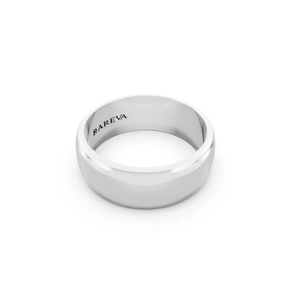Silver Men's Classic Dome Wedding Band - 7mm - Left