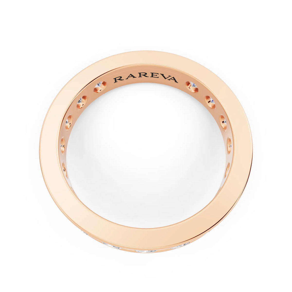 10K Rose Gold Round Cut Diamond Channel Set Eternity Band - 3.8mm - Top