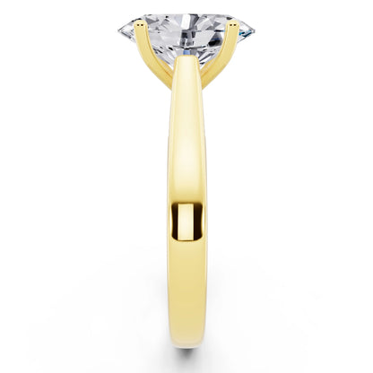 18 KT Yellow Gold Oval Cut Diamond Solitaire Ring with Hidden Accent - side view