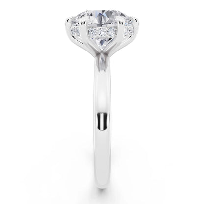 Platinum Round Cut Diamond Hidden Halo Solitaire Ring - side view
