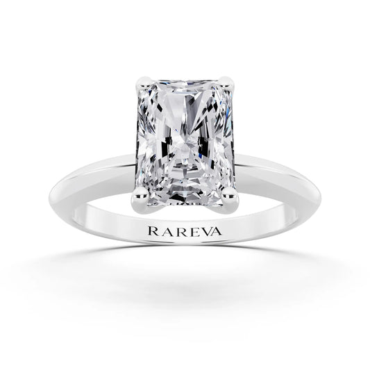 Platinum Radiant Cut Diamond Classic Solitaire Ring - front view