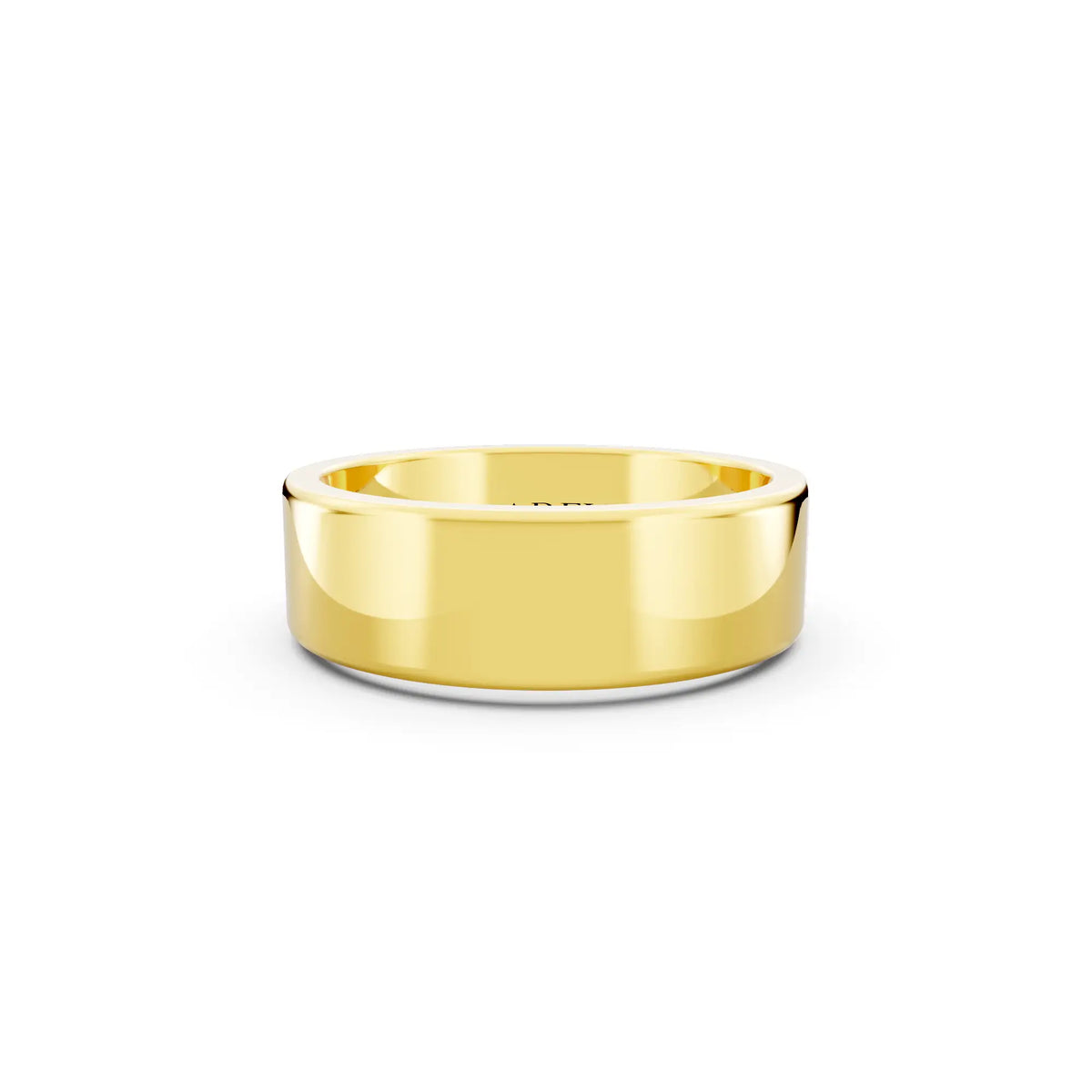 14K Yellow Gold Men's Soft Edge Flat Wedding Band - 6mm - Front