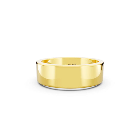 14K Yellow Gold Men's Soft Edge Flat Wedding Band - 6mm - Front