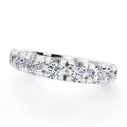 14K White Gold Round Cut Diamond Classic Eternity Band - 3mm - Close up