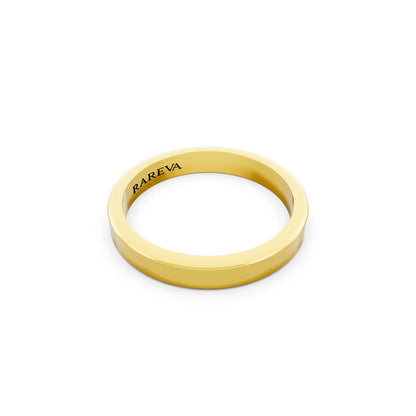14K Yellow Gold Men's Flat Wedding Band - 3mm - Left