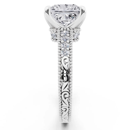 Platinum Princess Cut Diamond Vintage - side view