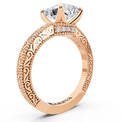 14 KT Rose Gold Radiant Cut Diamond Vintage - top view