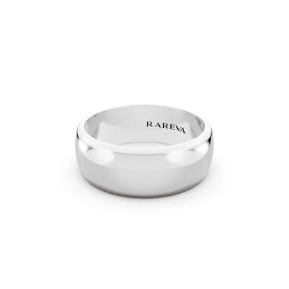10K White Gold Men's Classic Dome Wedding Band - 7mm - Close up