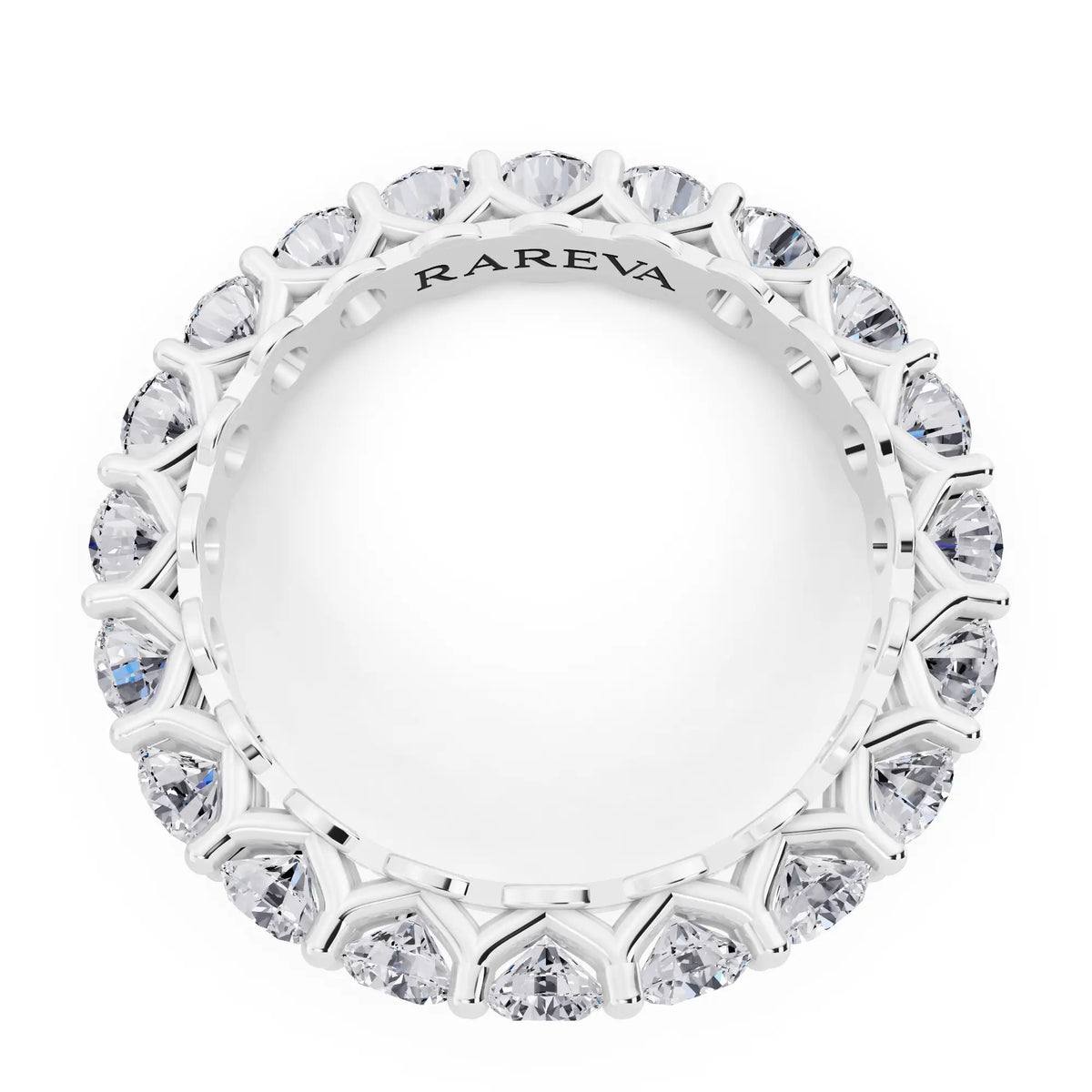 Platinum Round Cut Diamond Unity Prong Eternity Band - 3mm - Top