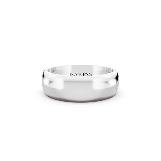 14K White Gold Men's Classic Dome Wedding Band - 6mm - Front