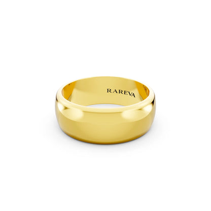 10K Yellow Gold Men's Classic Dome Wedding Band - 7mm - Close up