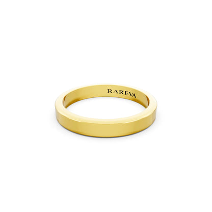 14K Yellow Gold Men's Flat Wedding Band - 3mm - Close up
