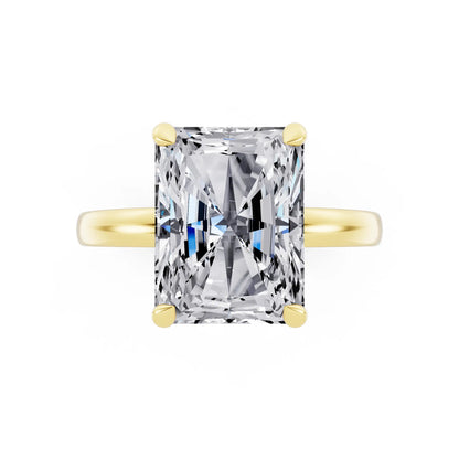 14 KT Yellow Gold Radiant Cut Diamond Solitaire Ring with Pave Collar - top angle