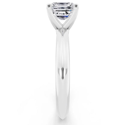 14 KT White Gold Asscher Cut Diamond Classic Solitaire Ring - side view
