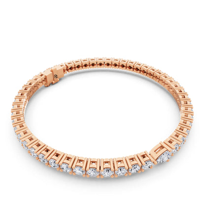10K Rose Gold Round Cut Diamond Tennis Bracelet with Pear Accent - Left