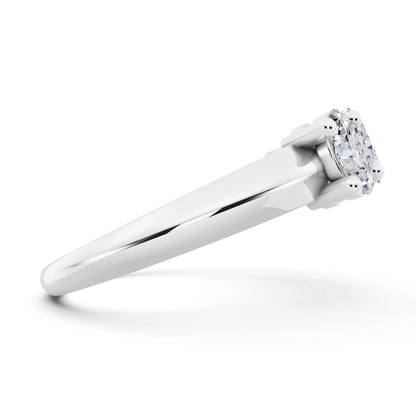 10K White Gold Five Stone Oval Cut Diamond Half Eternity Wedding Band - 2.5mm - Side