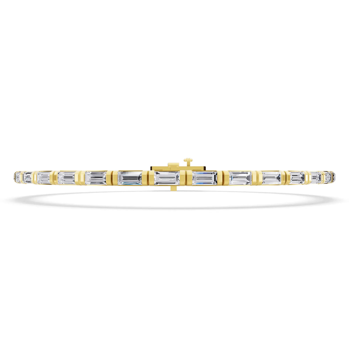 14K Yellow Gold Baguette Cut Diamond Tennis Bracelet - Front