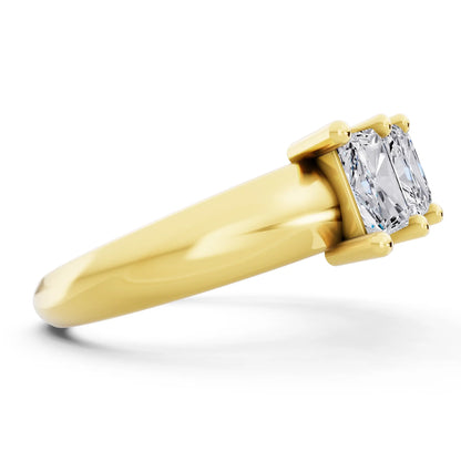 10K Yellow Gold Seven Stone Radiant Cut Diamond Half Eternity Wedding Band - 2mm - Side