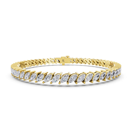 14K Yellow Gold Marquise Cut Diamond Tennis Bracelet - Main